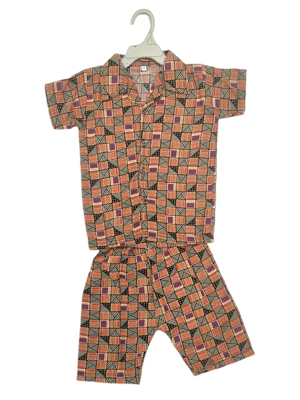 Trendy Cotton Printed Co-ord Set for Boys – Stylish Shirt and Shorts Outfit (1–6 Years)